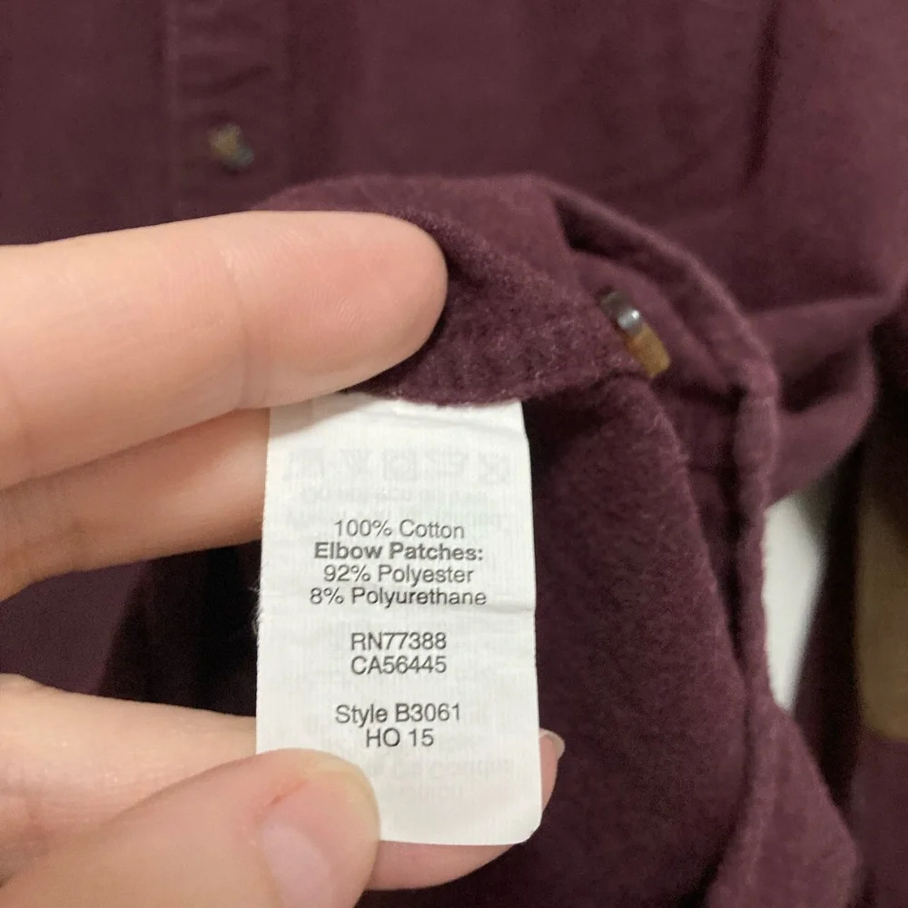 *J. Crew Maroon Men’s Flannel Elbow Patch XL Button Down Long Sleeve Shirt #IH